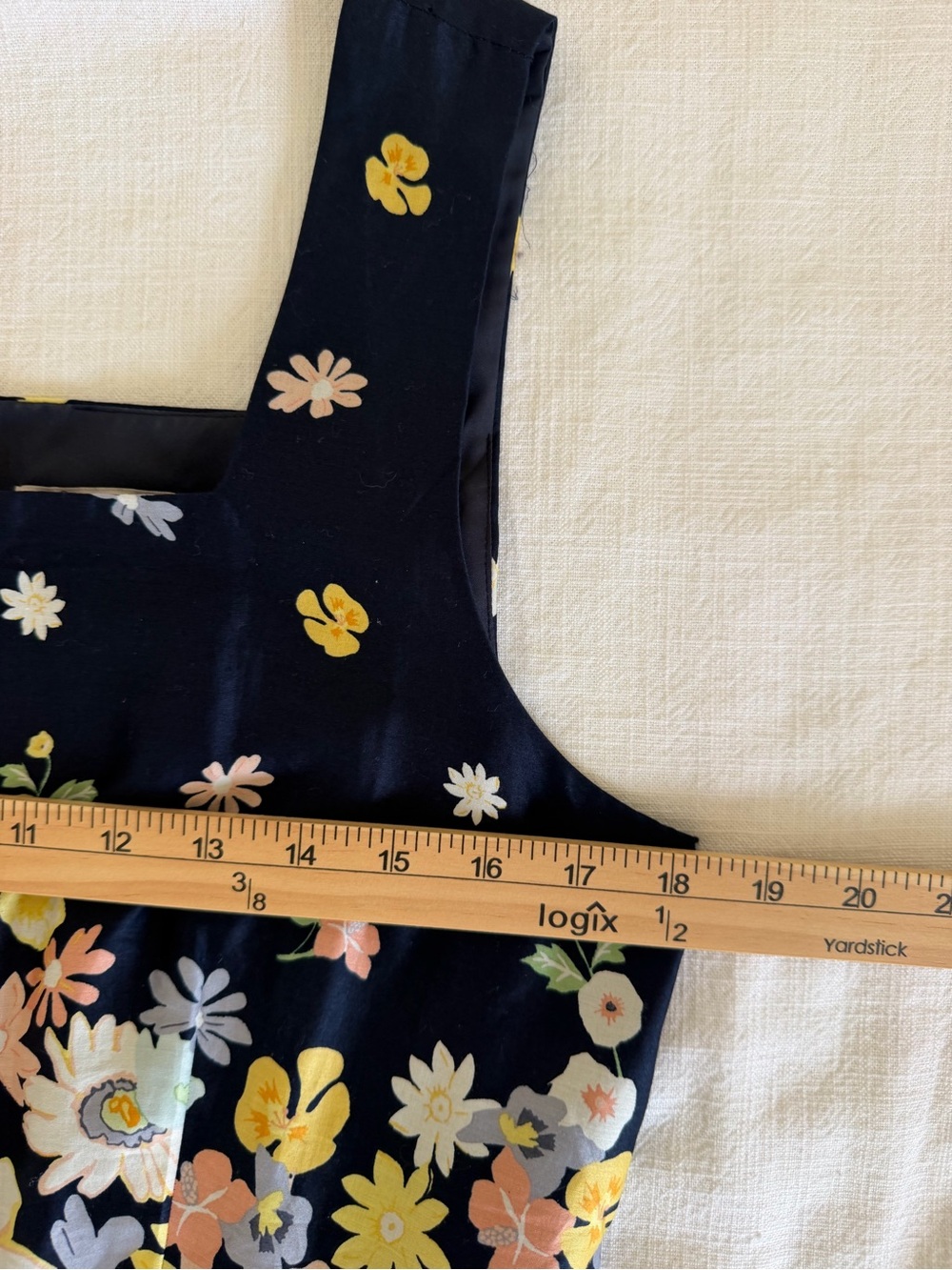 LOFT Navy Floral Printed A-Line Sundress - Picture 9 of 10